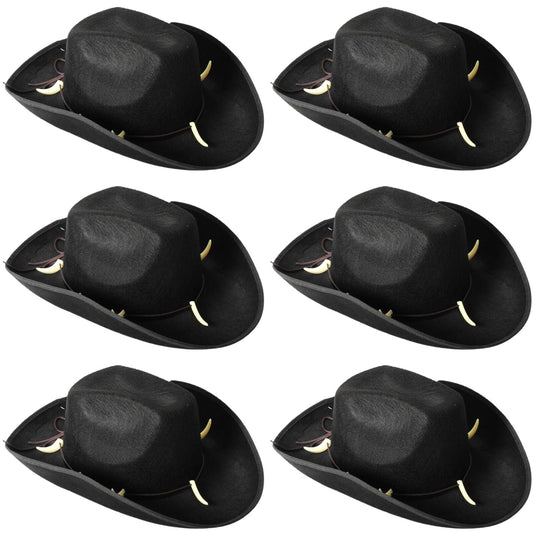 6x Crocodile Dundee-Style Black Cowboy Hat – Outback & Western Themes-0