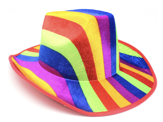 Rainbow Striped Cowboy Hat Trilby Fedora Clown Cap LGBT Gay Pride Party Costume-1