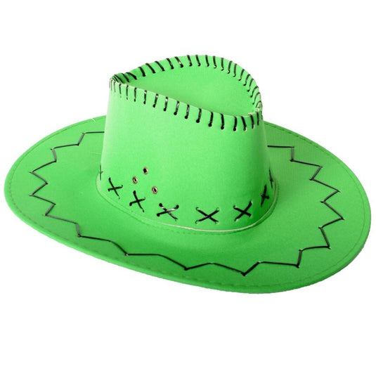 Fluro Green Cowboy Hat with Adjustable Chin Cord – Fun Western-Themed Australia Day-1