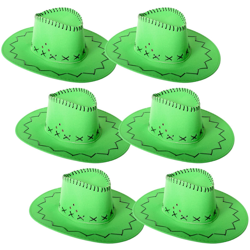 Load image into Gallery viewer, 6x Fluro Green Cowboy Hat with Adjustable Chin Cord – Fun Western-Themed Australia Day-1
