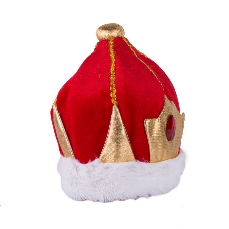 Load image into Gallery viewer, KING HAT Crown Costume Accessory Halloween Prince Party Dress Soft Gold/Red Cap-2
