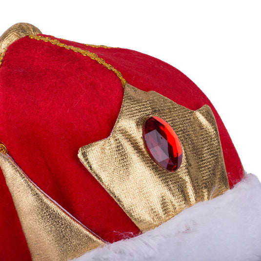 KING HAT Crown Costume Accessory Halloween Prince Party Dress Soft Gold/Red Cap-3