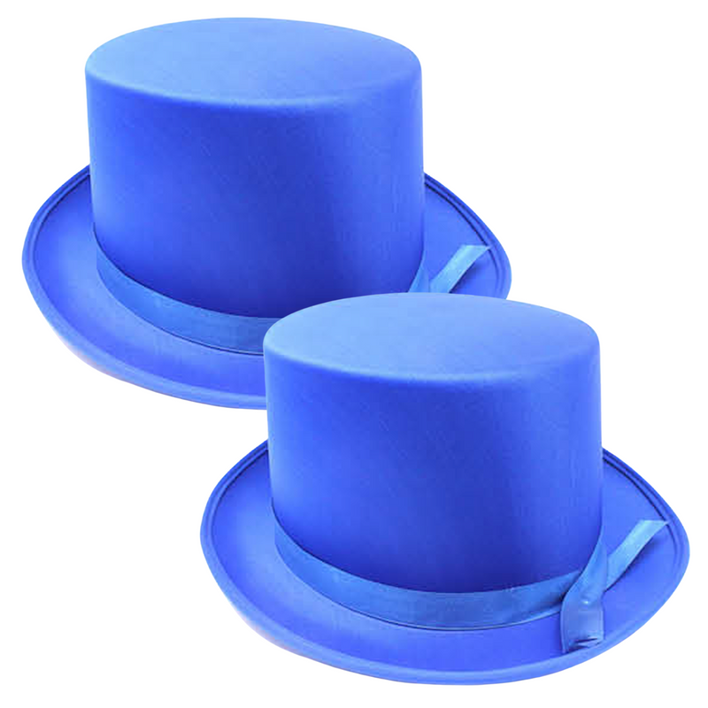 Load image into Gallery viewer, 2x SATIN TOP HAT Costume Party Cap Fancy Dress Trilby Fedora One Size - Blue-1
