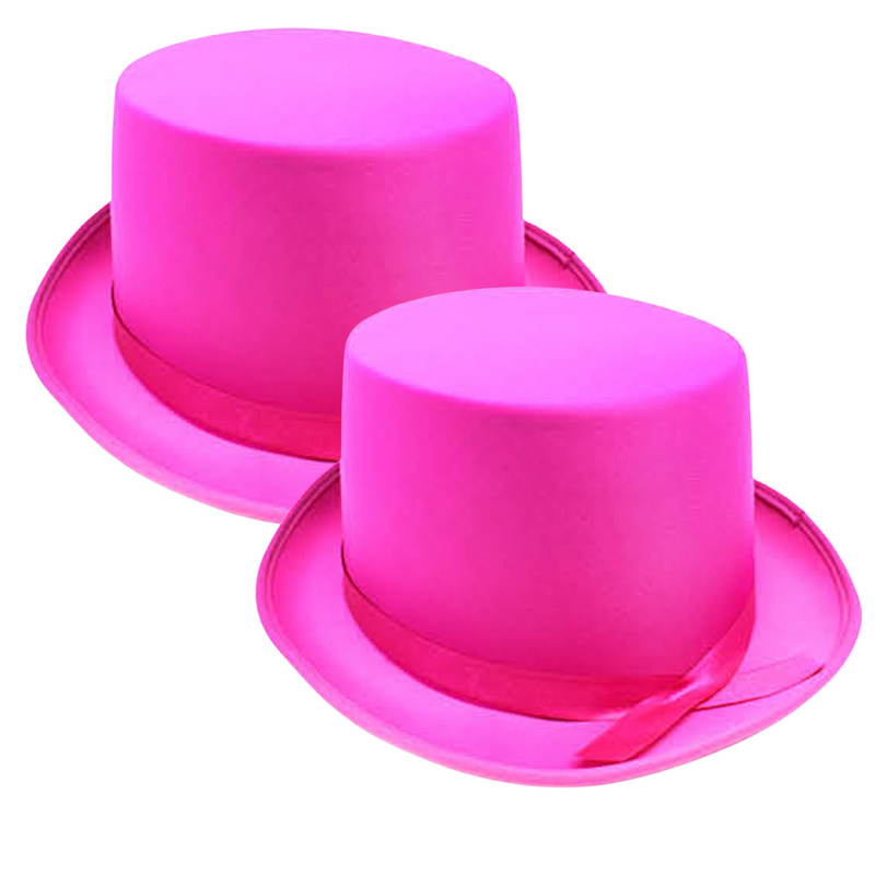 Load image into Gallery viewer, 2x SATIN TOP HAT Costume Party Cap Fancy Dress Trilby Fedora One Size - Hot Pink-1
