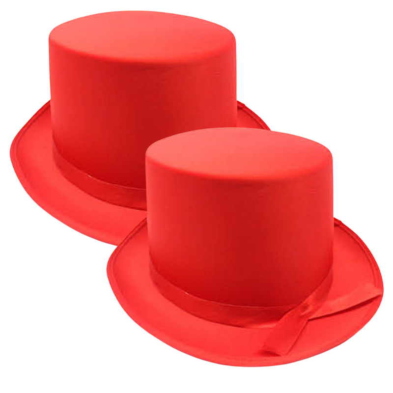 Load image into Gallery viewer, 2x SATIN TOP HAT Costume Party Cap Fancy Dress Trilby Fedora One Size - Red-0

