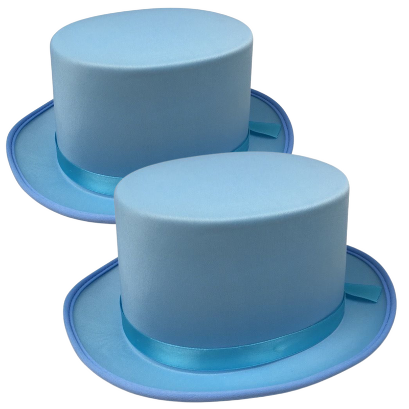 Load image into Gallery viewer, 2x SATIN TOP HAT Costume Party Cap Fancy Dress Trilby Fedora One Size - Sky Blue-0
