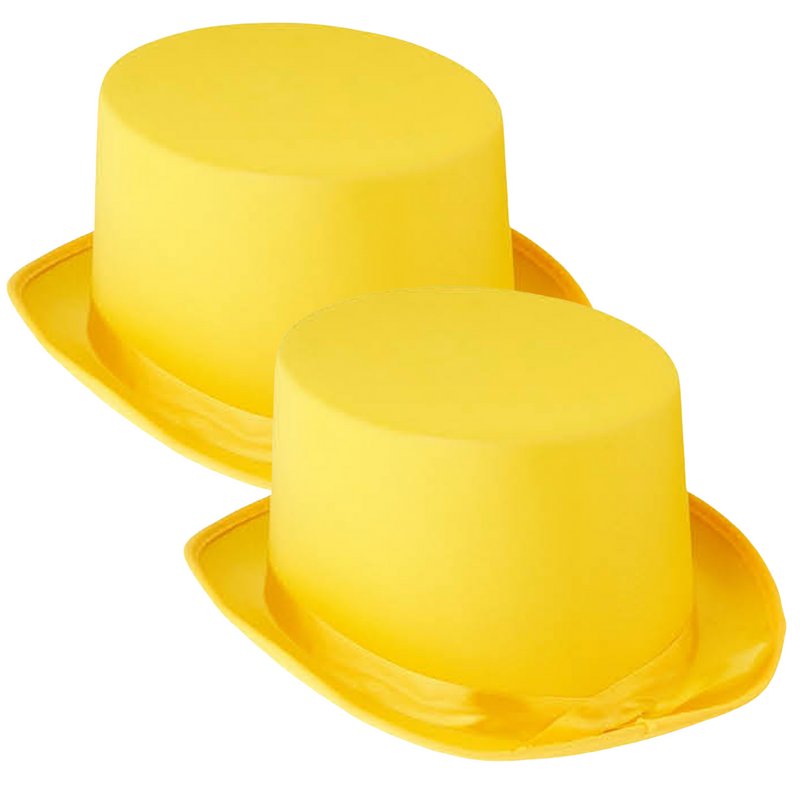 Load image into Gallery viewer, 2x SATIN TOP HAT Costume Party Cap Fancy Dress Trilby Fedora One Size - Yellow-0
