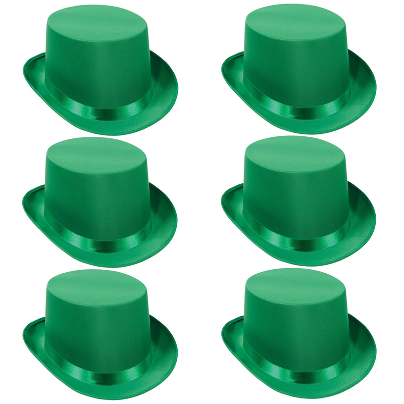 Load image into Gallery viewer, 6x SATIN TOP HAT Costume Party Cap Fancy Dress Trilby Fedora One Size BULK - Green-1
