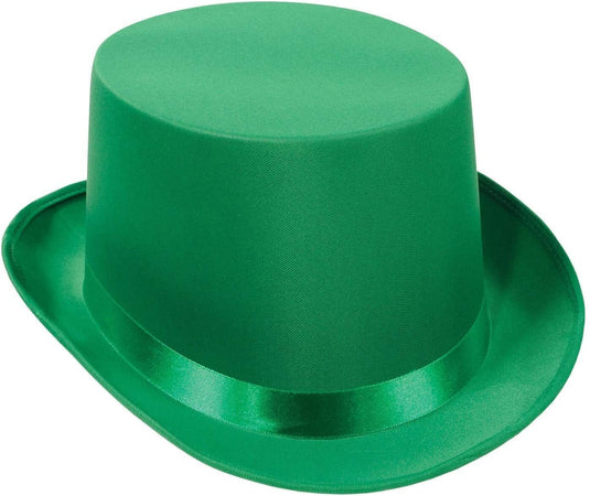 6x SATIN TOP HAT Costume Party Cap Fancy Dress Trilby Fedora One Size BULK - Green-2