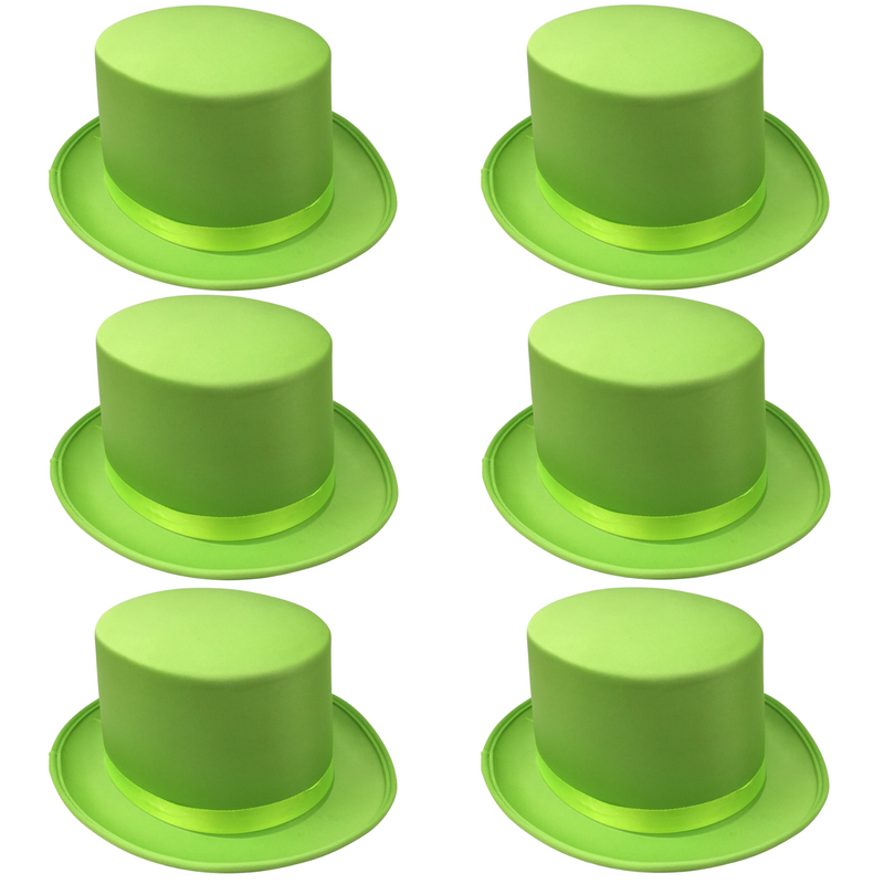 Load image into Gallery viewer, 6x SATIN TOP HAT Costume Party Cap Fancy Dress Trilby Fedora One Size BULK - Light Green-0
