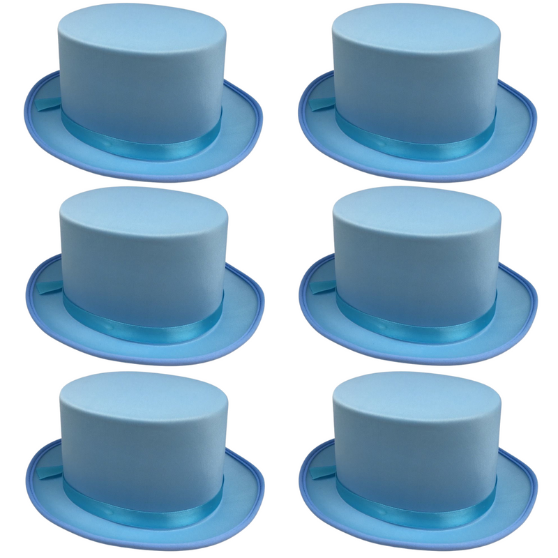 Load image into Gallery viewer, 6x SATIN TOP HAT Costume Party Cap Fancy Dress Trilby Fedora One Size BULK - Sky Blue-1
