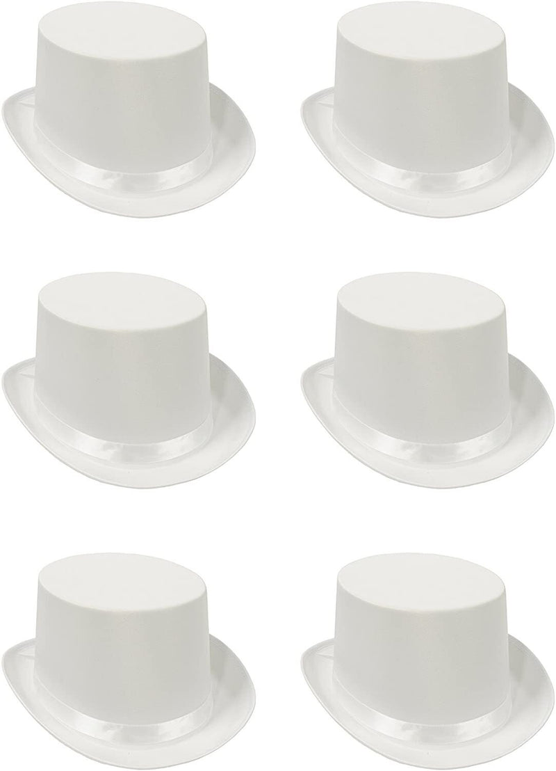 Load image into Gallery viewer, 6x SATIN TOP HAT Costume Party Cap Fancy Dress Trilby Fedora One Size BULK - White-1
