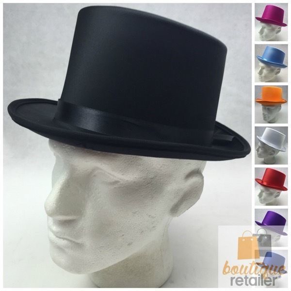 Load image into Gallery viewer, 6x SATIN TOP HAT Costume Party Cap Fancy Dress Trilby Fedora One Size BULK - White-2
