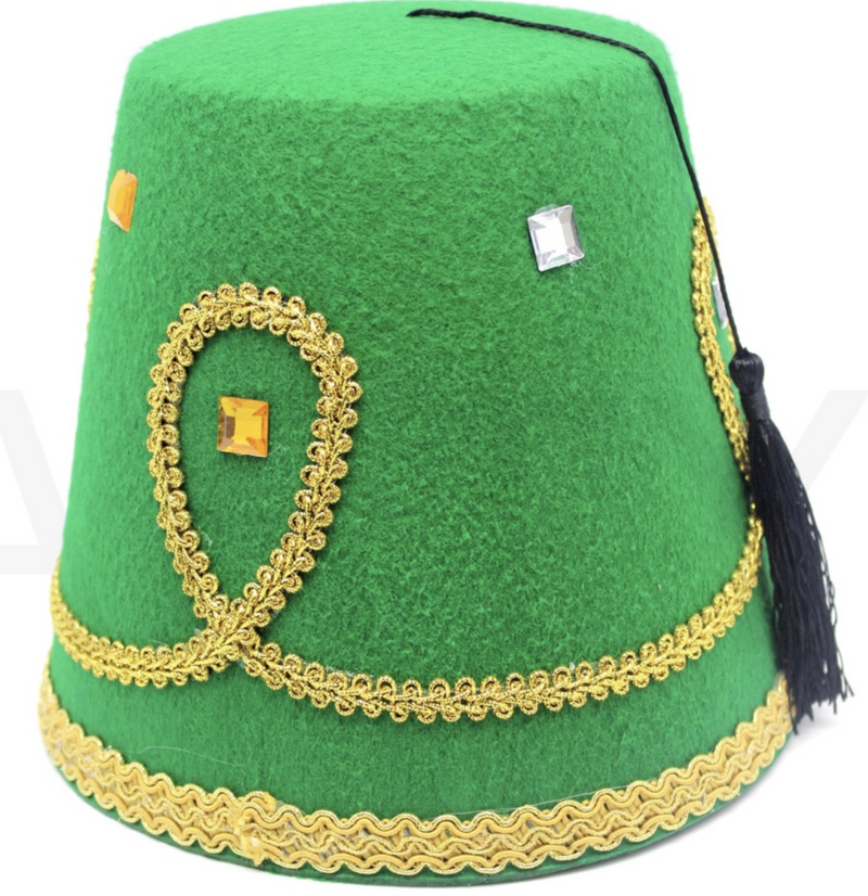 Load image into Gallery viewer, DELUXE TURKISH HAT Red Green Fez Tarboosh Dress Up Costume Party Moroccan - Green-1
