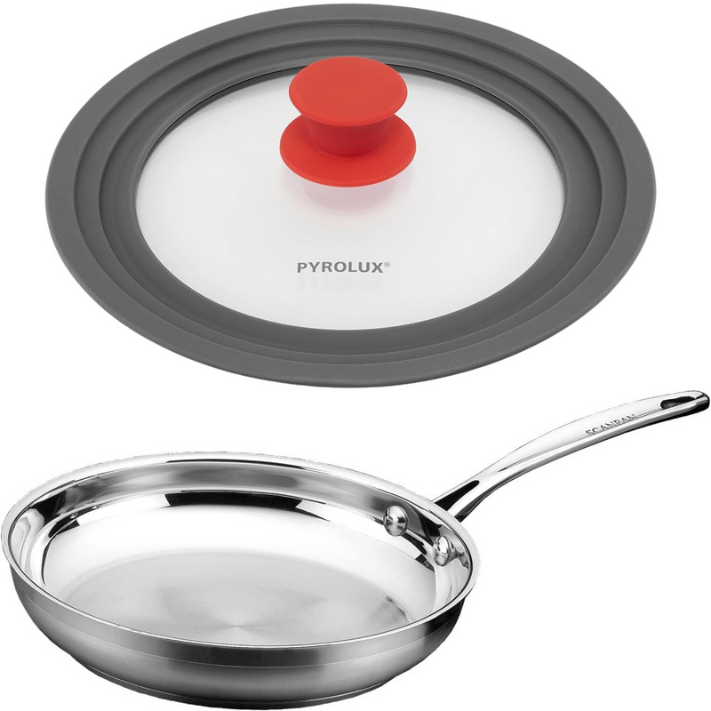 Load image into Gallery viewer, Scanpan Pyrolux Combo Frying Fry Pan and Lid Set - Stainless Steel - Silver (11")-1
