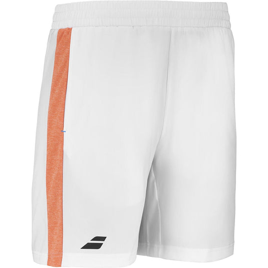 Babolat Play Mens Tennis Shorts in White/Orange-1