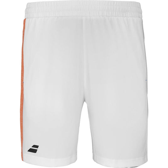 Babolat Play Mens Tennis Shorts in White/Orange-3