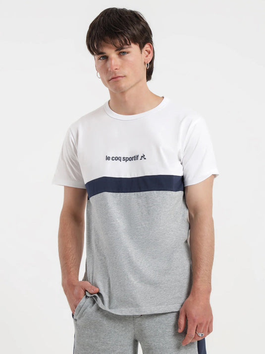 Le Coq Sportif Mens Gaston Tee Top T Shirt - Grey Marle-0