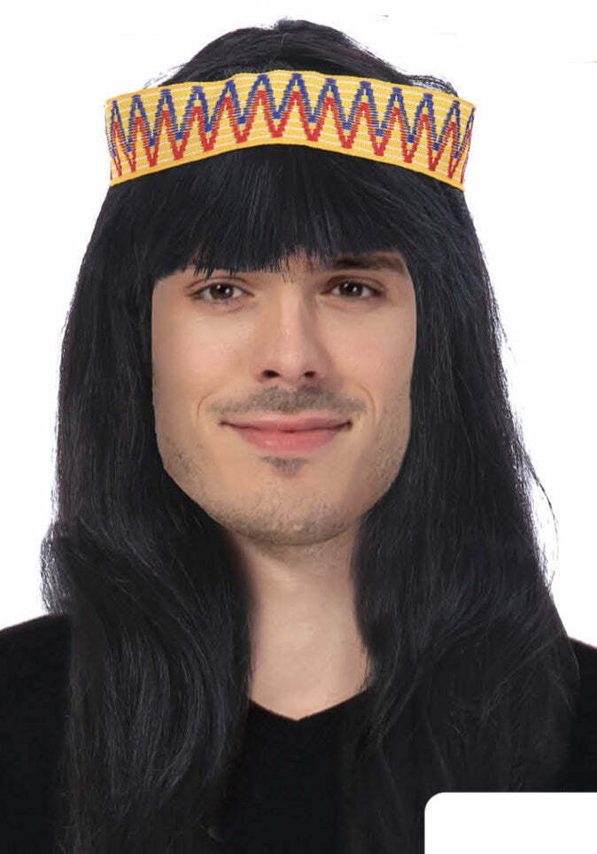 Load image into Gallery viewer, Mens INDIAN WIG Native American Fancy Dress Party Costume Hair Headdress-1
