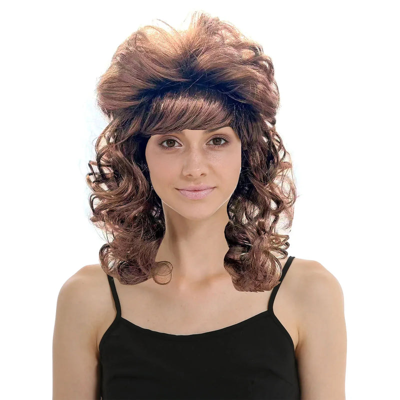 Load image into Gallery viewer, RETRO WIG Curly Long Hair Disco Punk Rock Party Costume 60s 70s 22425 - Brown-0
