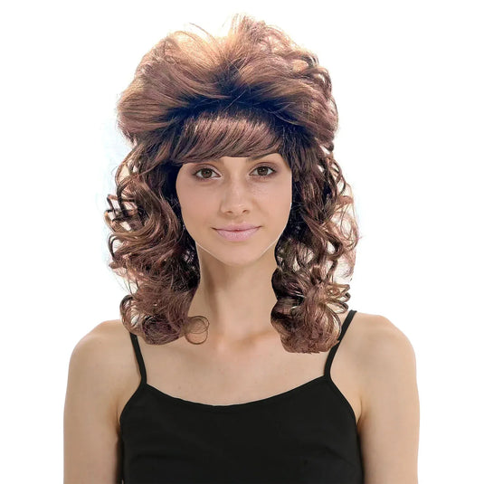 RETRO WIG Curly Long Hair Disco Punk Rock Party Costume 60s 70s 22425 - Brown-0