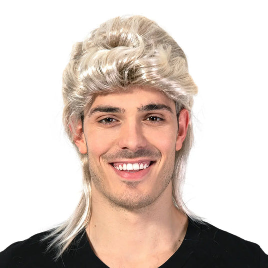 Mullet Wig 80s Party Costume Rock Bogan Punk 70s 90s Hair - Blonde-1