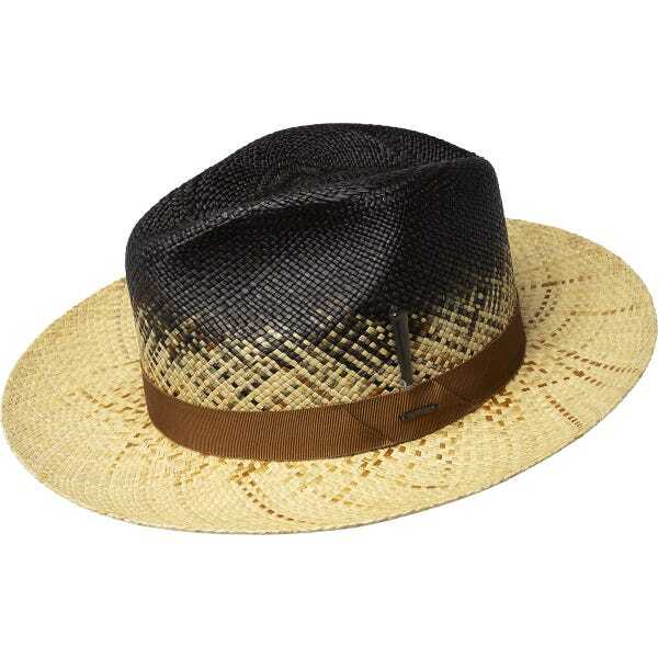 Load image into Gallery viewer, Bailey Mens Warlick Fedora Straw Hat Made in USA Panama - Charcoal Rust-0

