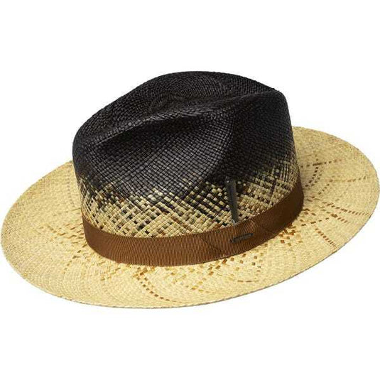 Bailey Mens Warlick Fedora Straw Hat Made in USA Panama - Charcoal Rust-1