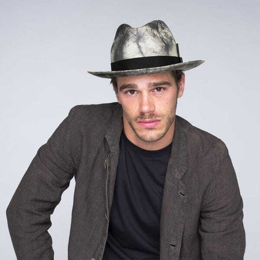 Bailey Mens Derwent Fedora Straw Hat Made in USA Genuine Panama - Black/White-3