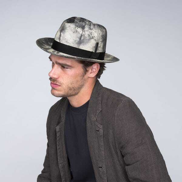 Load image into Gallery viewer, Bailey Mens Derwent Fedora Straw Hat Made in USA Genuine Panama - Black/White-4
