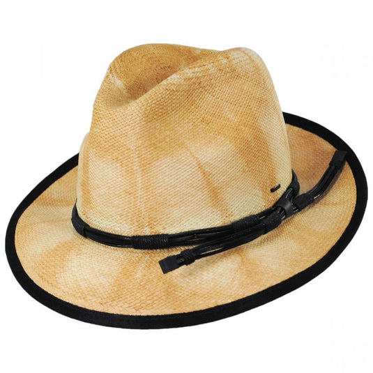Bailey Mens Clafin Tie Dye Palm Straw Hat Fedora Woven - Tea-0