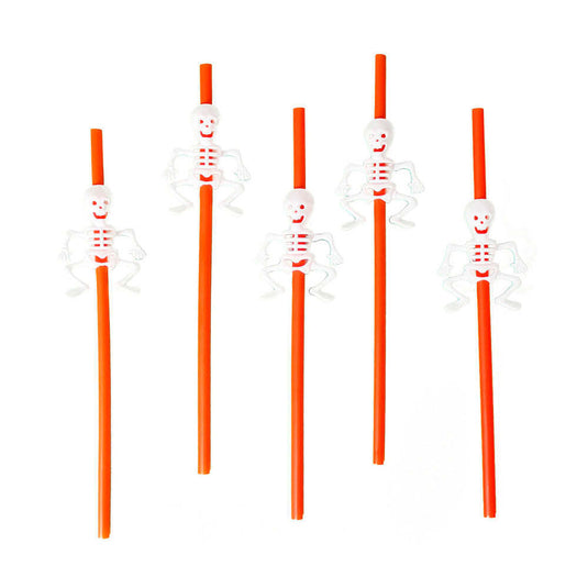 Halloween Party Pumpkin/Skeleton Drinking Straws Festive Spooky Decors - Orange-1