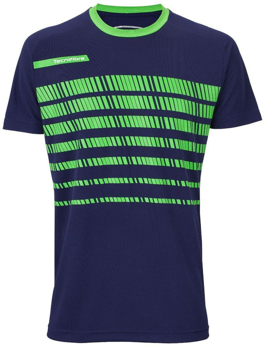 Tecnifibre Womens Top Tee Shirt F2 Airmesh 360 Tennis Fitness -  Navy/Green-1