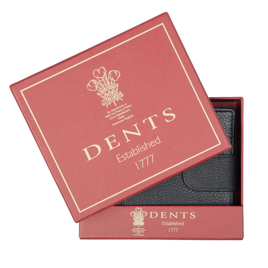Dents Mens Pebble Grain Leather Bifold Wallet with RFID Blocking and Coin Purse in Black/Bordeaux-4