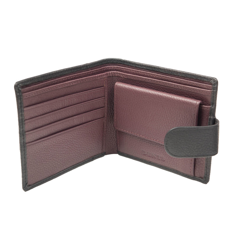 Load image into Gallery viewer, Dents Mens Pebble Grain Leather Bifold Wallet with RFID Blocking and Coin Purse in Black/Bordeaux-3
