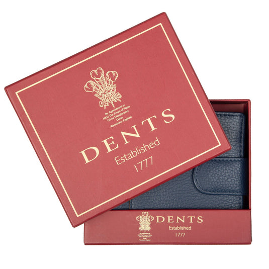 Dents Mens Pebble Grain Leather Bifold Wallet with RFID Blocking and Coin Purse in Navy/Cognac-3