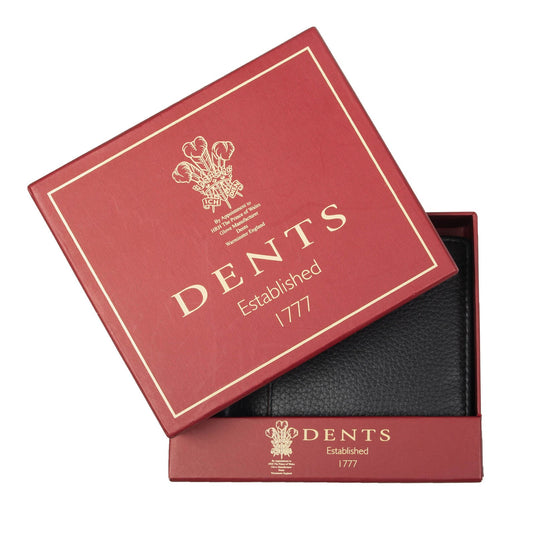 Dents Men's Slim Pebble Grain Leather Bifold Wallet with RFID Blocking in Black/Bordeaux-4