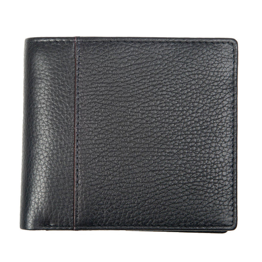 Dents Men's Slim Pebble Grain Leather Bifold Wallet with RFID Blocking in Black/Bordeaux-1