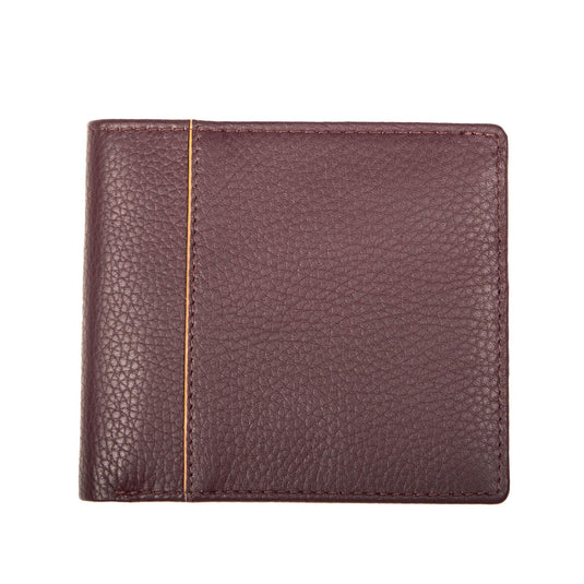 Dents Mens Slim Pebble Grain Leather Bifold Wallet with RFID Blocking in Bordeaux/Light Tan-2