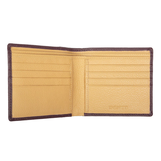Dents Mens Slim Pebble Grain Leather Bifold Wallet with RFID Blocking in Bordeaux/Light Tan-4