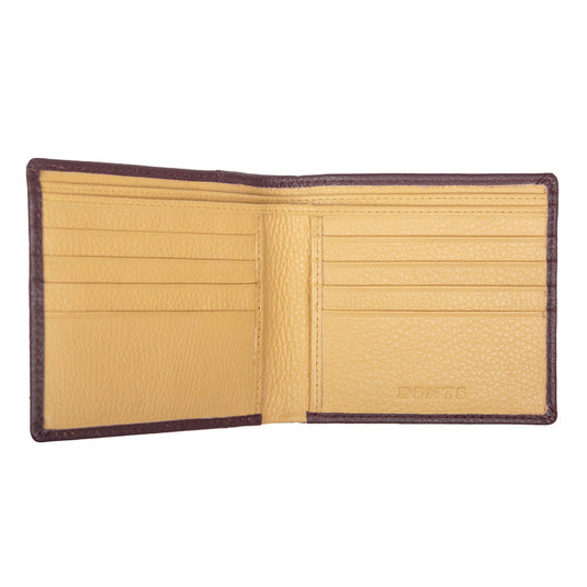 Dents Mens Slim Pebble Grain Leather Bifold Wallet with RFID Blocking in Bordeaux/Light Tan-3