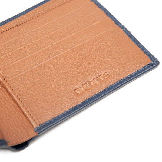 Dents Mens Slim Pebble Grain Leather Bifold Wallet with RFID Blocking in Navy/Cognac-4