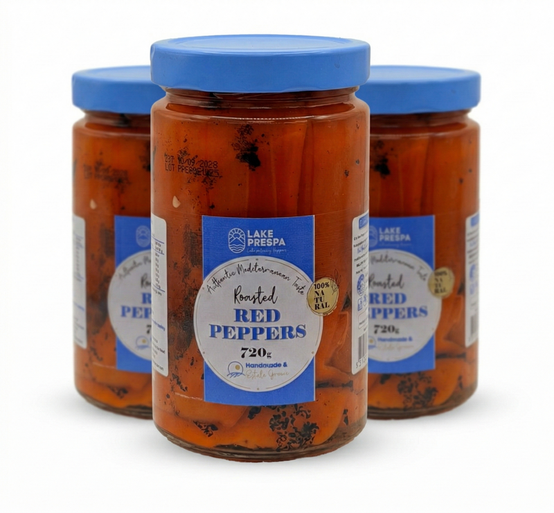 Load image into Gallery viewer, 3x 720g Lake Prespa Roasted Red Peppers/Capsicum in Glass Jar - Product of North Macedonia-1
