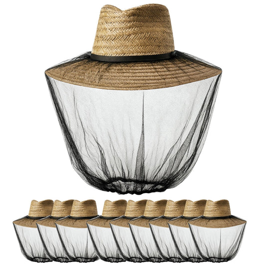 10x Mosquito Hat Net Head Protector Bee Bug Mesh Insect Mozzie Fishing Fly BULK-0