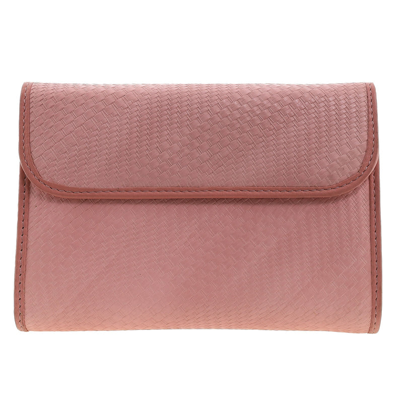 Load image into Gallery viewer, Pierre Cardin Blush Woven Leather Long Wallet w/ RFID Protection &amp; Snap Closure in Pink-3
