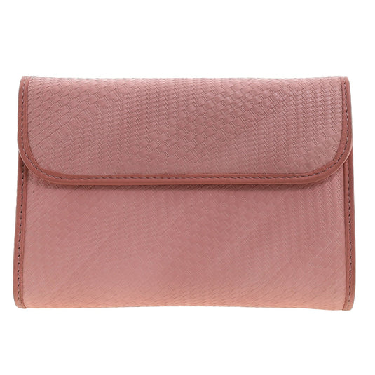 Pierre Cardin Blush Woven Leather Long Wallet w/ RFID Protection & Snap Closure in Pink-3