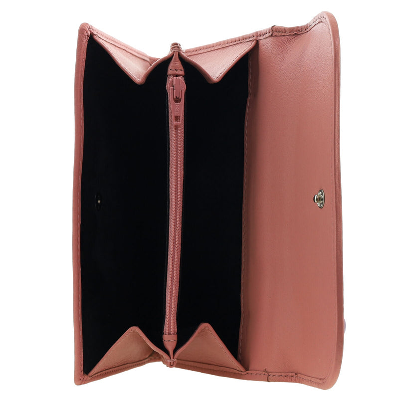 Load image into Gallery viewer, Pierre Cardin Blush Woven Leather Long Wallet w/ RFID Protection &amp; Snap Closure in Pink-2
