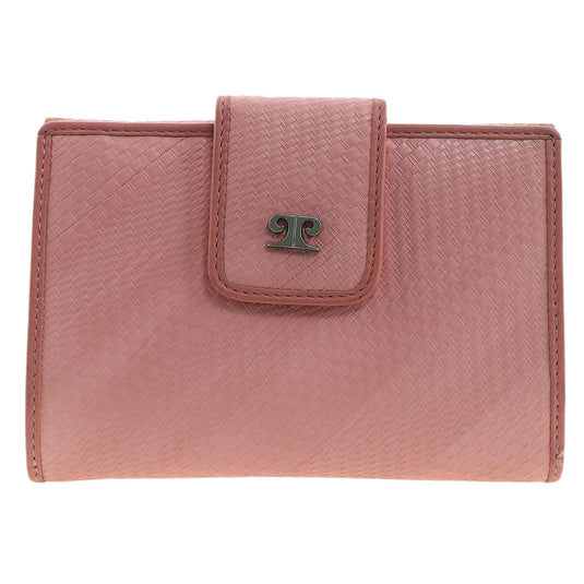 Pierre Cardin Blush Woven Leather Long Wallet w/ RFID Protection & Snap Closure in Pink-0