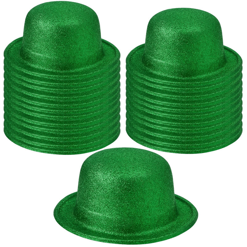 Load image into Gallery viewer, 24x GLITTER BOWLER HAT Fancy Party Plastic Costume Cap Fun Dress Up Sparkle BULK - Green-1
