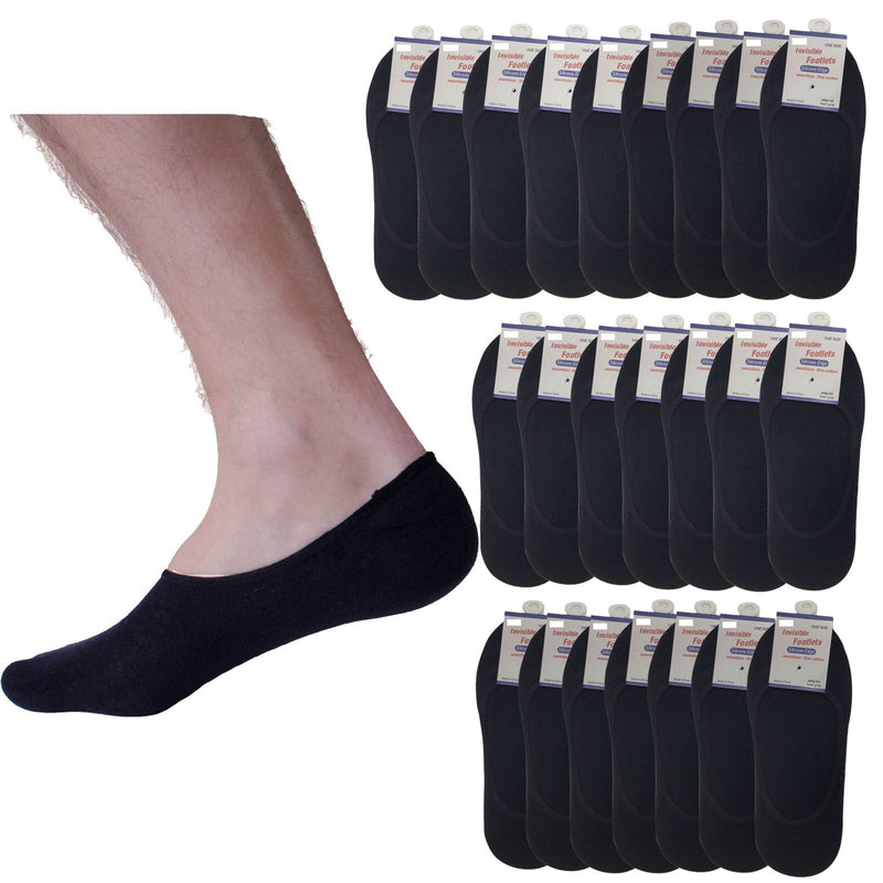 Load image into Gallery viewer, 24x NO SHOW COTTON SOCKS Non Slip Heel Grip Low Cut Invisible Footlet Seamless - Black-0
